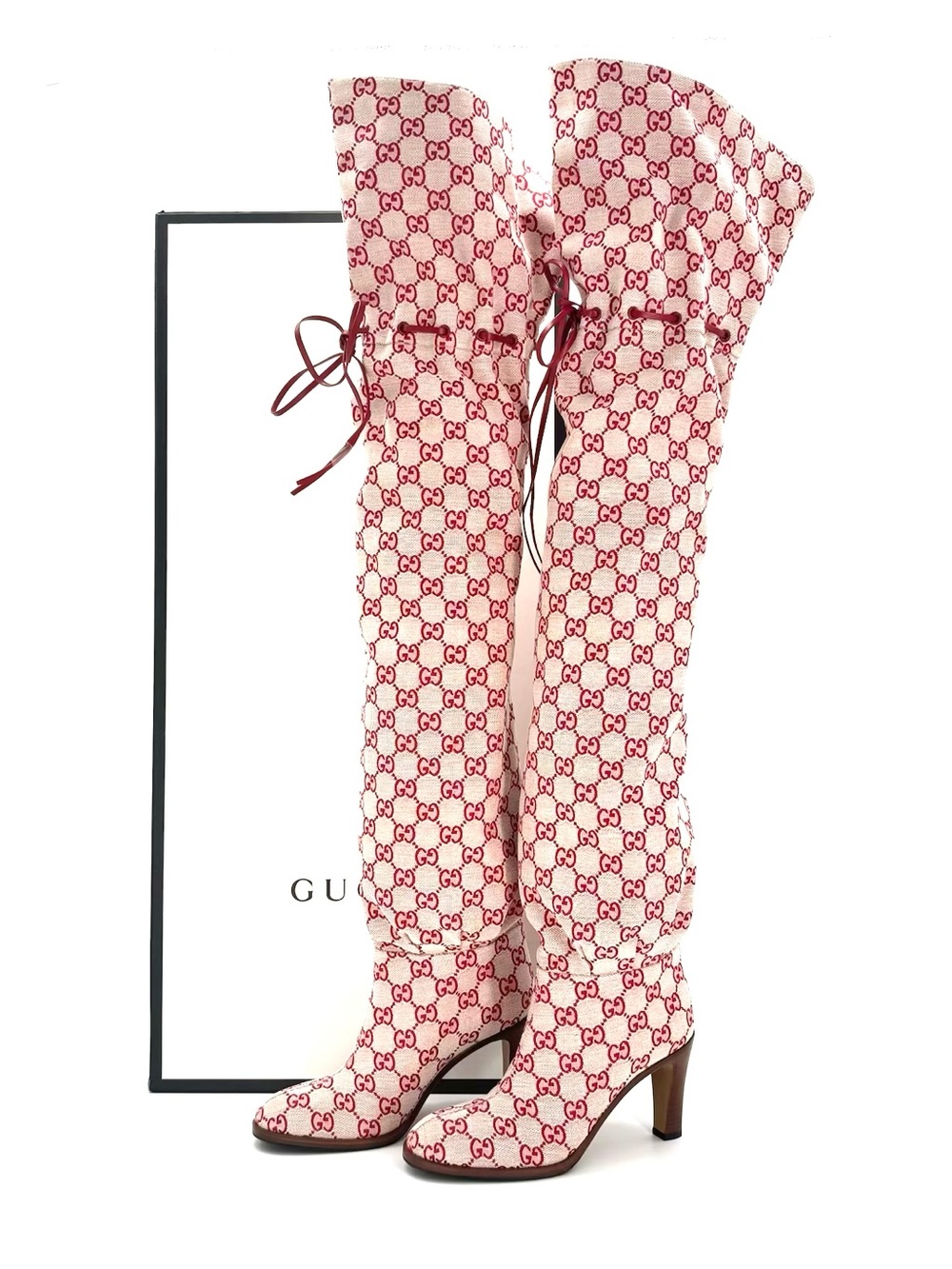 Gucci Lisa GG Monogram Slouch Thigh High Boots 37 - Picture 2 of 8